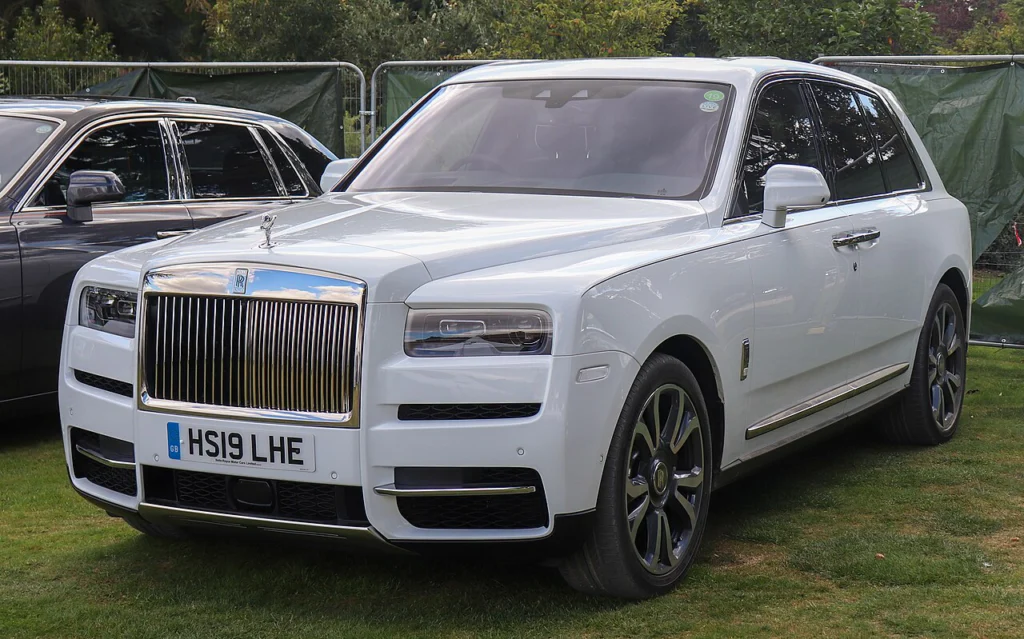 White Rolls-Royce Cullinan SUV, front three-quarter view